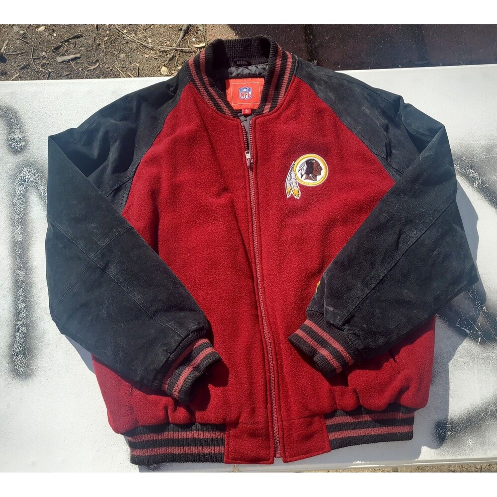 Vtg Washington Redskins Commanders  Leather Varsity Jacket